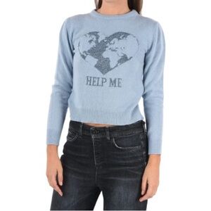 Alberta Ferretti Women Help Me Light Blue Cashmere Sweater Size 8 Made in Italy